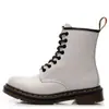 Botas de Trabalho 1460 de Cano Alto para Mulheres, Botas Clássicas de Couro Rígido com Biqueira Aberta no Tornozelo, Botas Unisex de Couro Genuíno Liso, Sapatos de Motocicleta com Bico Redondo
