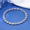 Pulseira de Moissanita para Meninas Prata Versátil Luxo Leve Corrente Tennis Cinco Pétalas Temperamento Simples Joia de Mão Venda por Atacado