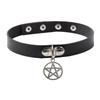 Collar de cuero suave estilo gótico punk Harajuku, colgante de estrella de cinco puntas, cadena para clavícula, directo de fábrica