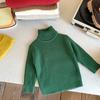 Ropa para Niños 2025 Invierno Suéter de Cuello Alto de Color Puro Estilo Coreano Suave y Ceroso para Niños y Niñas, Camisa Gruesa de Jersey para Niños