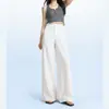 Pantalones Blancos de Lino de Pierna Ancha para Mujeres Petites, Verano 2026, Delgados, Caídos, Resistentes a las Arrugas, Longitud Extendida, Pantalones Casuales