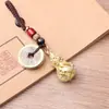 Latón Puro Doble Pez Calabaza Hueca Año Tras Año Abundancia Fortuna y Longevidad Retro Cultural y Creativo Regalo Llavero de Coche Colgante Accesorios