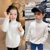Suéter para niñas, otoño e invierno de 2025, nuevo, forrado de vellón, engrosado, de color sólido, camisa base para mujeres y niños, de una pieza, de terciopelo, combina con todo, estilo occidental.