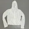 Roupa de Proteção Solar Fashion Lyocell Falsa de Duas Peças para Mulheres, Jaqueta Casual com Capuz e Zíper, Caimento Solto, Emagrecimento, Roupa Fina de Proteção Solar
