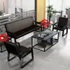 Sofá de Oficina Moderno y Sencillo Sofá Sencillo de Tres Plazas para Recepción de Oficina Combinación de Mesa Cuadrada y Mesa de Café Envío Gratis