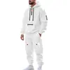 Conjunto informal de dos piezas para hombre con forro polar de invierno, multi-bolsillos deportivos, ropa de trabajo, top y pantalón, de Amazon transfronterizo