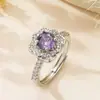 Anillo de Cruz de Piedras de Colores Flor de Cuatro Pétalos Incrustado Circonita Anillo Abierto Versátil para Banquetes de Mujer Joyería al por Mayor de Fábrica