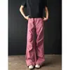 Calça jeans rosa framboesa vintage americana para homens, calça de trabalho fina de lenhador para o verão, calça reta folgada de perna larga