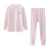 Conjunto de Roupa Íntima Térmica Infantil Outono e Inverno Meninos Listrado Colorido de Algodão Meninas Gola Meia-Alta Conjunto Térmico Escovado Top e Calça