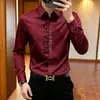 Camisa de manga comprida de alta qualidade de marca francesa para homens, corte slim com estampa de letras, moderna e versátil, nova coleção de outono