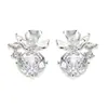 Pendientes de Flor de Diamante Brillante Corte Rosa Pequeños y Delicados Moda Aguja de Plata S925 Exquisitos de Nicho de Alta Gama Elegantes Versátiles