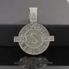 Collar con Colgante Grande para Hombre Europeo y Americano Estilo Hip-Hop Popular Aleación de Diamantes Completos Letra Colgante Redondo Joyería al por Mayor
