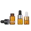 En stock al por mayor transparente botella cuentagotas de 3 ml marrón 5 ml líquido de esencia botella pequeña de aceite esencial botella de perfume dividida en botellas
