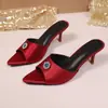 Sandalias de Tacón Alto con Punta, Estilo Nuevo de Verano 2026, Talla Grande Europea y Americana para Mujer, Sandalias de Deslizamiento con Pedrería, Versátiles, de Moda, Sexy