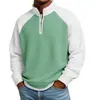 Europa Transfronteriza Venta Caliente Camiseta de Manga Larga con Cuello Alto de Color de Contraste Waffle Ropa Casual Deportiva Simple para Hombre Sudadera con Capucha