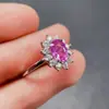 Anillo de Zafiro Rosa Natural Transfronterizo Accesorios para Mujer Nicho de Gama Alta Joyería de Plata 925 5*7 Joyería Venta Directa de Fábrica