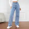 Aliexpress Comércio Exterior Transfronteiriço Europeu e Americano Amazon Wish Aliexpress Jeans Casuais de Perna Larga de Cintura Alta para Mulheres