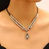 Colar e Pulseira Coração de Diamante Cinza Prata Irregular Prata Quebrada para Mulheres, Luxo Leve, Corrente para Clavícula Choker de Moda de Alta Qualidade