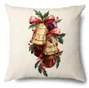 Productos para el Hogar Transfronterizos Amazon Funda de Almohada Navideña Papá Noel Árbol Sofá Funda de Almohada de Lino Funda de Almohada