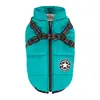 Abrigo de algodón liso para perro, a prueba de viento, cálido, resistente al agua, acolchado, con arnés ajustable en pecho y espalda, forro polar, ropa de otoño e invierno para perros