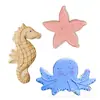 Conjunto de 7 Peças de Molde para Biscoito de Modelagem de Vida Marinha Aço Inoxidável Cortador de Biscoito Lagosta Molde para Assar Cavalo-Marinho Concha