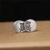 Aretes Estilo Chino Plata de Ley S925 Aretes Artísticos Asimétricos con Carácter de Doble Felicidad Joyería de Oreja Simple Retro para Mujeres