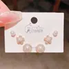 Set de Pendientes Exquisitos de Girasol y Circonita 2026 Primavera Conjunto de Tres para Mujer Estilo Coreano Set de Pendientes de Alta Gama de 6 Piezas