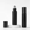 Punto de Venta al por Mayor Botella de Vidrio Negra de 10 ml con Rodillo Botella de Aceite Esencial Sub-Botella de Perfume Botella de Vidrio con Rodillo