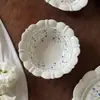 Prato de Tigela Floral Azul Retrô Francês Prato de Cerâmica Tigela de Cerâmica Renda de Alto Valor Prato de Sobremesa Tigela de Salada