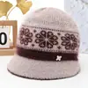 Chapéu de mãe para mulheres de meia-idade e idosas outono e inverno proteção contra o frio chapéu de tricô quente aba larga senhora idosa vovó idoso chapéu de lã