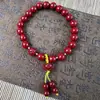 Pulseira de Imitação de Cinábrio Natural com Contas de Cristal, Contas de Areia de Imitação de Baixo Teor, Pingente Pixiu Lótus Feminino, Joia de Pulseira Versátil para o Ano de Nascimento