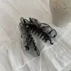 Pinza de Garra Negra Cool Estilo Coreano con Lunares de Gasa y Diseño de Volantes de Malla Herramienta Versátil Diaria para Recoger el Cabello en la Parte Posterior de la Cabeza