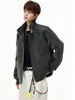 Chaqueta retro americana de PU mate, estilo hombre, nueva colección otoño/invierno 2026, moderna y elegante, corte holgado, cuello alto, chaqueta de motociclista