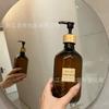 Em estoque 500ml 300m marrom emulsão líquido para lavar as mãos detergente de roupa engarrafado l bomba de rosca de bambu garrafa PET