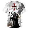 Camiseta de manga corta con cuello redondo y estampado digital 3D de la serie Templar War para hombre, tendencia de verano, venta directa de fábrica