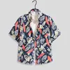 Camisa Floral Retro de Manga Corta Estilo Hawaiano Chaqueta Elegante Yuppie para Hombre Antigua Camisa de Manga Corta Estampada de Verano para Playa