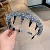 Diadema de Perlas de Cristal Lujosa y de Moda con Elaborado Diseño de Ola, Diadema Dentada, Pinza para el Cabello Esponjosa Estilo Francés de Punta Alta para Mujeres