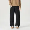 Calça casual de sarja 100% algodão estilo americano, desconstruída, com fenda, para homens, outono, cleanfit, calça de trabalho versátil para o trajeto