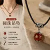 Suministro masivo de tallado de ágata natural nanwo amitabha colgante de cuenta redonda collar de buda estilo retro joyería