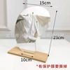 Espejo de maquillaje de estilo coreano, espejo de maquillaje de estilo irregular, espejo de escritorio simple con base de madera y accesorios para fotos.
