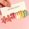 Pendientes Geométricos de Flor Acrílica Estilo Coreano Transfronterizos Europeos y Americanos Coloridos en Forma de C Set de Pendientes de Moda y Aros para Mujeres