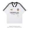 Camiseta Esportiva Gola V Estilo Americano Manga Curta para Homens e Mulheres, Look de Verão Ootd, Top Soltinho Estilo Jersey Manga Meia