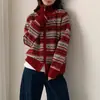 Cardigã de malha fashion estilo coreano, que rejuvenesce, de gola alta, 100% lã para mulheres, espessado para outono e inverno, versátil, afina a silhueta e possui design de zíper duplo