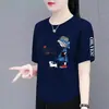 Excedente de comércio exterior transfronteiriço de camisetas de manga curta de marca para mulheres, tops novos da moda e juvenis em estilo chinês para mães