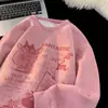 Sudadera Redonda de Gamuza para Hombre, Nuevo Estilo Otoño e Invierno, Holgada y Engrosada, Sudadera Holgada con Manga Larga Estampada para Adolescentes, Moderna