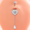 Colgante de cadena de amor transfronterizo, nuevo, anillo para el ombligo, corazón en forma de melocotón, anillo largo para el ombligo, joyería de perforación europea y americana al por mayor