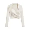 Top de yoga para chica atractiva con almohadillas en el pecho, corte ajustado, adelgazante, camiseta deportiva de manga larga para correr, top de entrenamiento Pilates de alta gama para mujer, otoño
