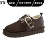 Versión de Lana de Vacuno Cobertura Total Zapatos Birkenstock para Mujer Invierno Más Terciopelo Engrosados Cálidos Slip-on Zapatos de Algodón con Piel Botas de Nieve
