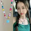 Paraíso de Manzanas~Collar de Lazo con Cuentas de Dopamina de Colores para Mujer, Cadena para Clavícula con Diseño de Nicho Lindo y Dulce