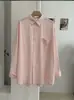 KEKEZOON Cor Doce Versátil Estilo Coreano Simples Gola Reversível Mangas Longas Comprimento Médio Camisa Feminina 8516